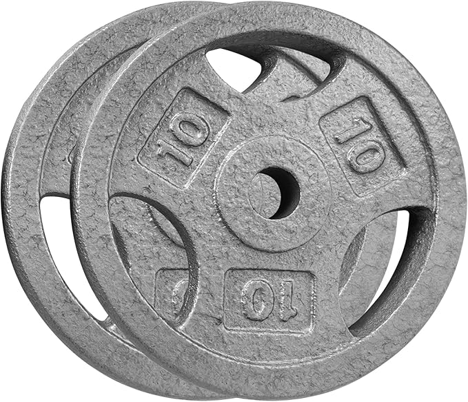 Cast Iron Weight Plates with Triple Grip Handles, 1 inch Standard Weights Plates with Anti-Rust Coating for Home Gym Strength Training, Weightlifting & Muscle Toning