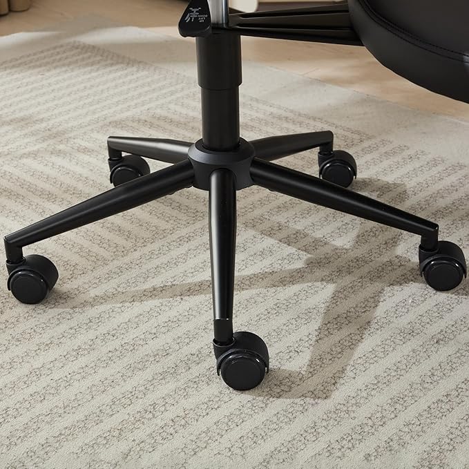 Cross-Legged Meditation Chair with Wheels, Adjustable Desk Chair for Home Office, Ergonomic Floor Seat for ADHD & Yoga, Criss Cross Chair with Lumbar Support, Memory Foam Cushion (Black-PU Leather)