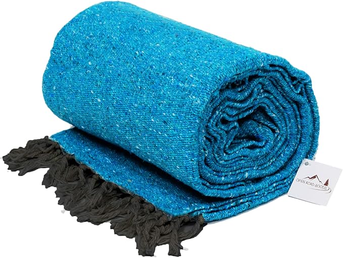 Open Road Goods Solid Color Mexican Yoga Blanket – Large Handwoven Throw for Yoga, Beach, Camping or Home – Soft and Durable Cotton Blend