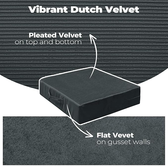 Large Floor Pillows for Adults, Thick Meditation Floor Cushions for Sitting Yoga, 22x22x5 Foam Seat Cushions Set of 2 for Furniture, Floor Pillow with Pleated Velvet Removable Cover, Grey