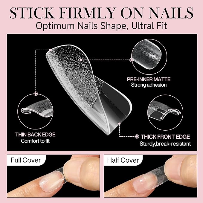 Short Square Nail Tips Matte Short Square Gel Tips 504pcs Clear Nails Full Cover Acrylic False Nails Tips for Gel Nail Extensions 12 Sizes Saving Gelly Tips, Luckyfairy