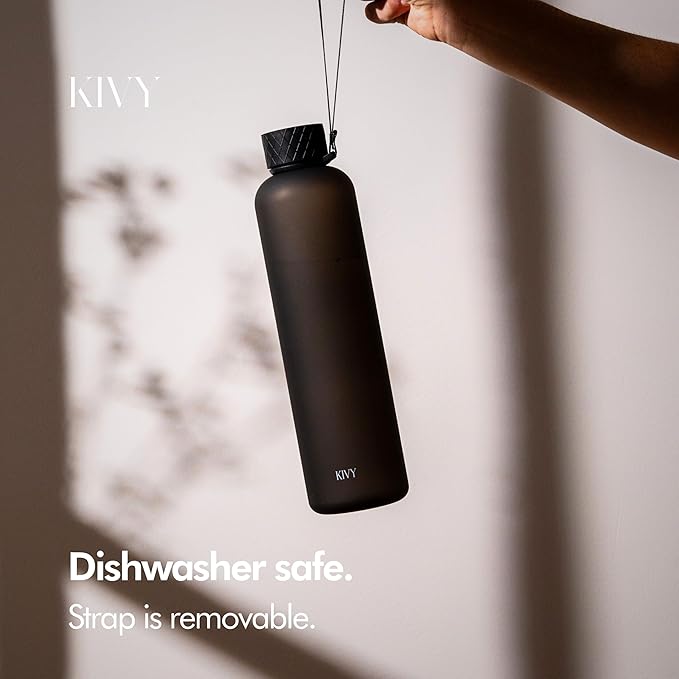 KIVY Tritan Water Bottle 2nd Generation (Dark Black, 32oz)