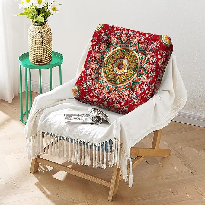 Mandala Meditation Cushion, Boho Meditation Mat, Meditation Pillows for Sitting on Floor, Cushions for Sitting in Home and Outdoor, Square Floor Pillows Cushion Seating for Yoga 22'' X 22''