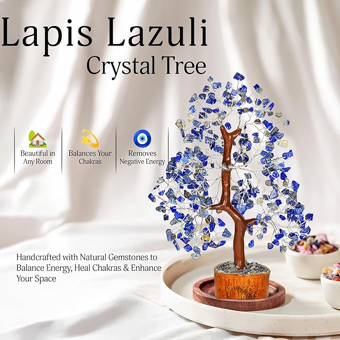 Lapis Lazuli Chakra Tree - Crystal Tree, Money Tree, Chakra Tree of Life, Healing Stone, Gemstones and Crystals, Crystal Tree for Positive Energy