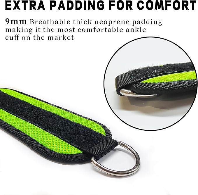 Fitness Ankle Straps for Cable Machines, 2 Pack Comfortable Adjustable Padded Ankle Wrist Cuffs, Kickback Glute Workouts for Men Women, D-Ring Leg Straps with Neoprene Padding