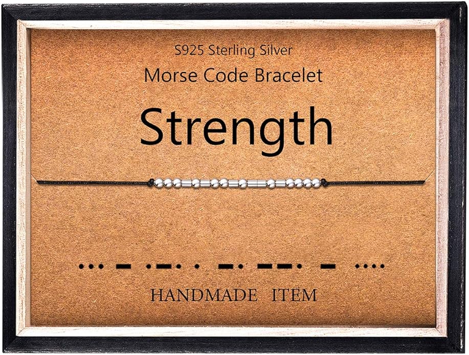 KGBNCIE Morse Code Bracelet for Women Sterling Silver Beads on Silk Cord Secret Message Fuck Friendship Inspirational Encouragement Bracelet Gift for Her