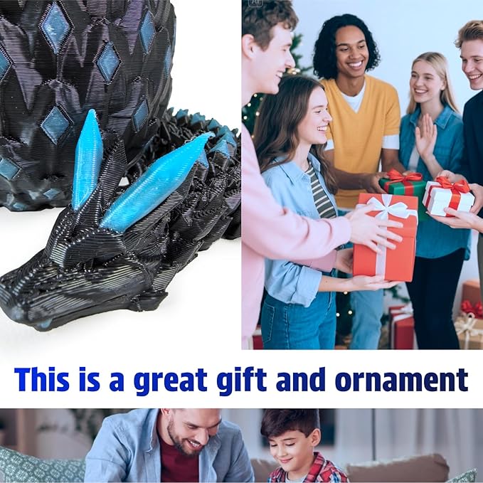 3D Printed Dragon Egg with Dragon Inside,Glowing at Night Dragon Egg Animal Figurines,3D Printed Animals Fidget Toys,Mysterious Gifts Teen Carnival Prizes,Desk Decor,Bookshelf Decor