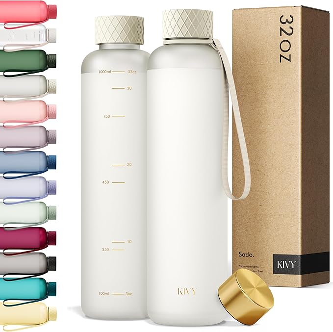 KIVY Tritan Water Bottle 2nd Generation (White Gold, 32oz)