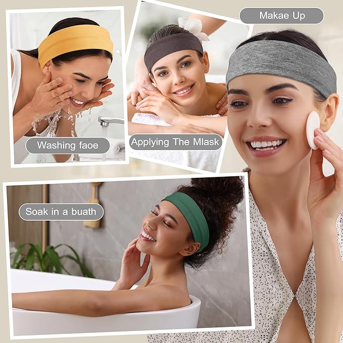 16Pcs Headbands for Women Non Slip - Stylish Sports Hair Bands for Women's Hair - Soft Cotton Cloth Stretchy Headbands for Women for Yoga, Outdoor Exercise Running