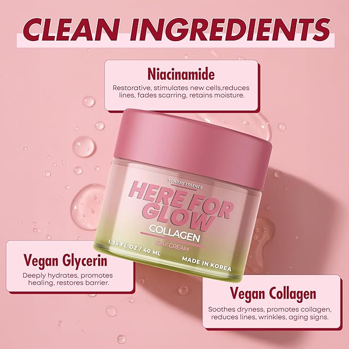 Sunday Essence Collagen Night Cream - Dermatologist Tested, Korean Skin Care, Anti-Aging - Hydrating Moisturizer, Retains Moisture - Vegan, Non- GMO, Clean Beauty, 95% Natural - 1 Pack
