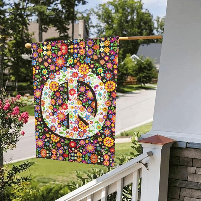Flowers of Peace Garden Flag 12x18 In Double Sided Yard Flags Lawn Sign Decor No Flagstand