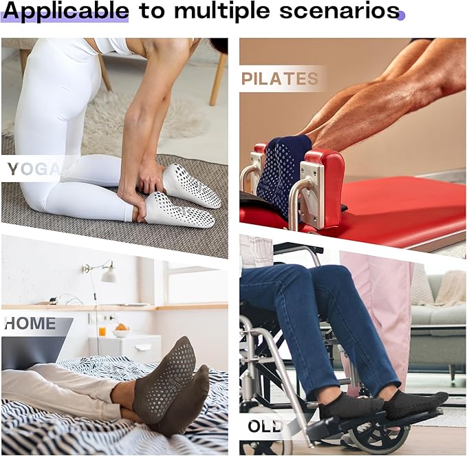 Muezna 6 Pairs Pilates Grip Socks for Women, Non Slip Yoga Socks with Grips, Grippy Socks for Barre, and Hospital