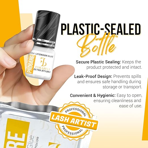 Forabeli Pro Care Lash Extension Glue, 1–2 Sec Fast Dry, 8 Week Retention, Advanced Bonding System, Professional Eyelash Extension Glue, Lash Adhesive for Eyelash Extensions