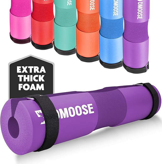 DMoose Fitness Barbell Pad for Hip Thrust, Squat & Lunges - Non-Slip Thick Foam Cushion for Neck and Back Support with Two Straps - Hip Thrust Pad for Leg Day - Fits All Olympic Bars and Smith Machine