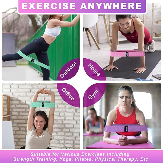 Resistance Bands for Working Out, 3 Levels Exercise Bands Workout Bands Set for Women Men, Hip Legs Booty Bands for Home Fitness, Gym, Yoga, Pilates
