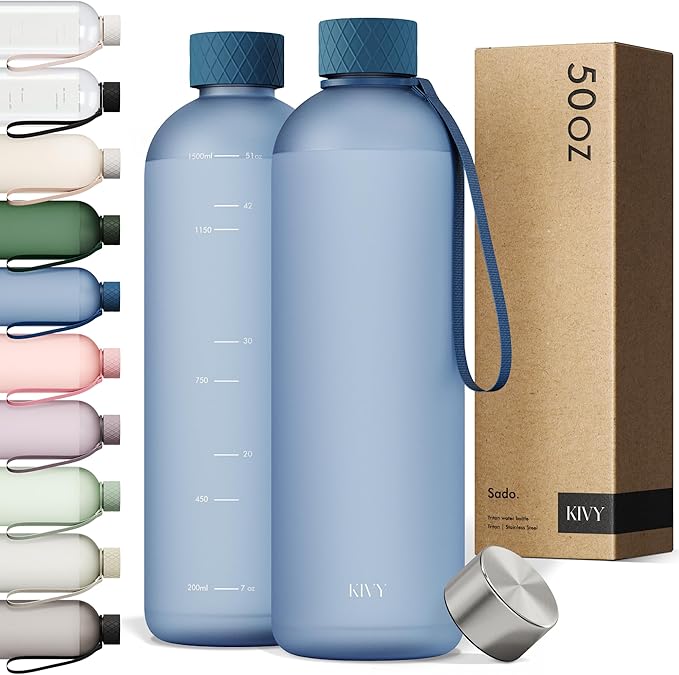 KIVY Tritan Water Bottle 2nd Generation (Navy Blue, 50oz)