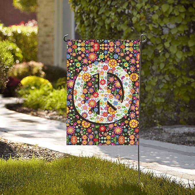 Flowers of Peace Garden Flag 12x18 In Double Sided Yard Flags Lawn Sign Decor No Flagstand