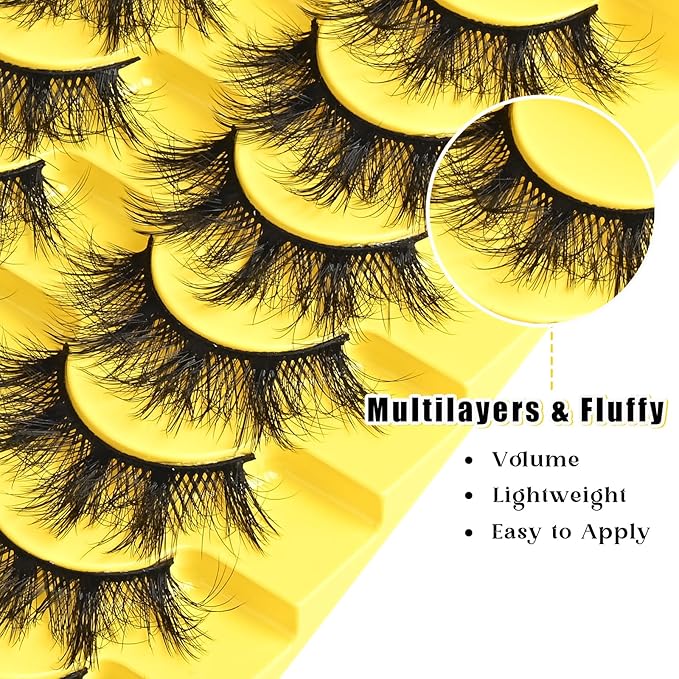 Lashes Dramatic False Eyelashes Natural Lashes Strips Fluffy Cat Eye Lash Natural Look 10 Pairs Wispy Fake Eyelashes Pack 15mm Cateye Full Thick Pestañas for Women