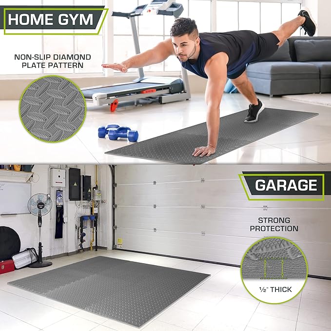 ProsourceFit Puzzle Exercise Mat ½ in, EVA Interlocking Foam Floor Tiles for Home Gym, Mat for Home Workout Equipment, Floor Padding for Kids