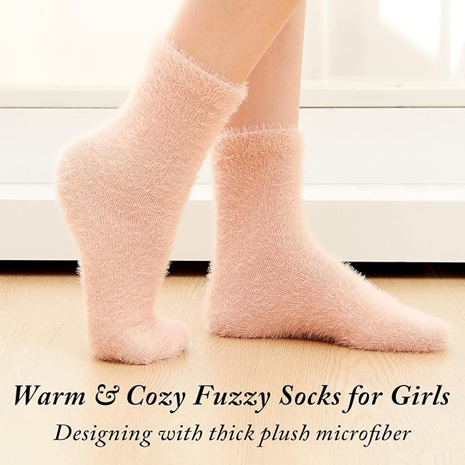 Geyoga 6 Pairs Fuzzy Socks for Women Cozy Fluffy Slipper Socks Mink Velvet Soft Winter Warm Sleeping Christmas Gifts
