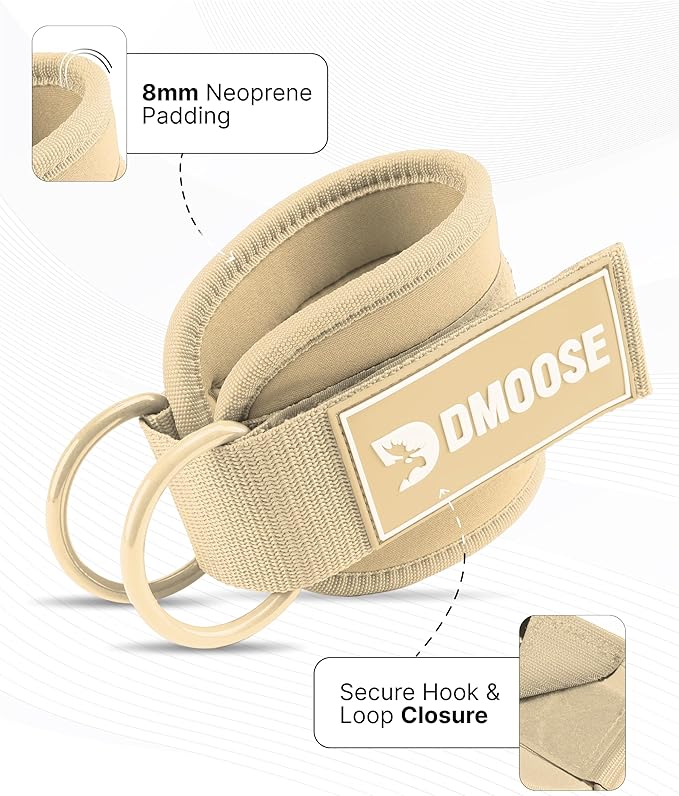 DMoose Fitness Ankle Straps for Cable Machines - One Size Fit with Premium Padding, Glute Kickback Ankle Strap for Women & Men, Cable Attachments for Gym, Booty Workouts, Leg Extension & Hip Abductors