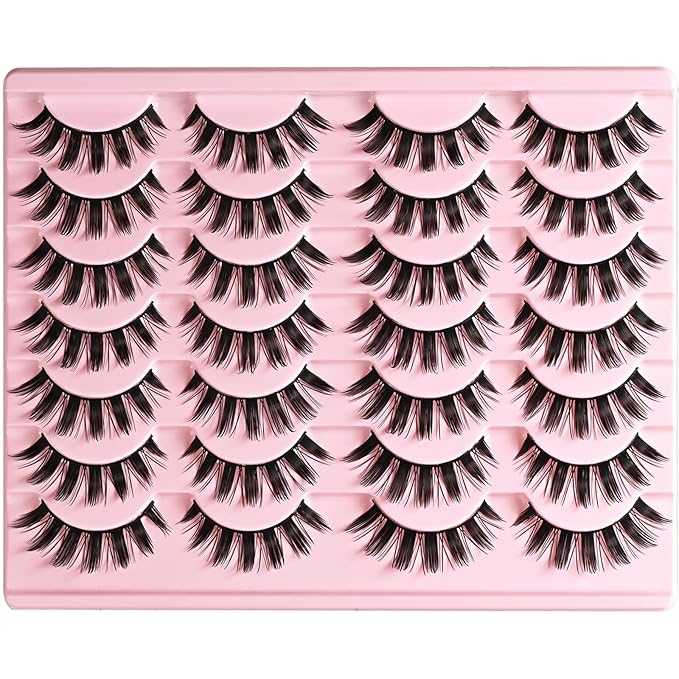 Manga Lashes Anime Eyelashes Fake Mink Manhua Lash Pack Wispy Spiky Eye Lashes Natural Look 14 Pairs Doll Spike Wet Eyelash Pack 16mm Manhwa Pestañas for Women
