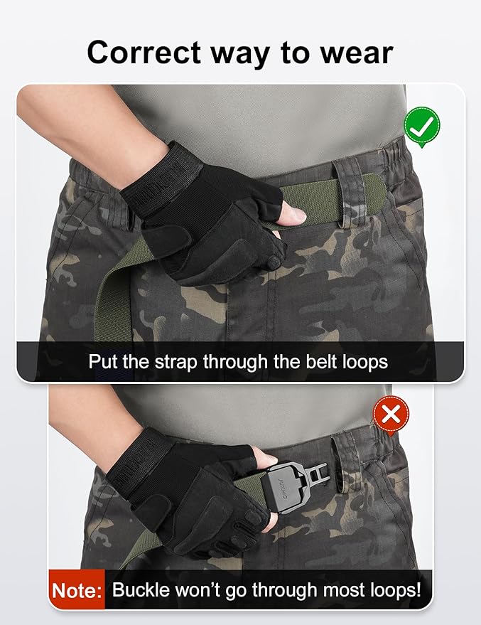 JUKMO Quick Release Tactical Belt, Military Work 1.5" Nylon Web Golf Belt with Heavy Duty Seatbelt Buckle