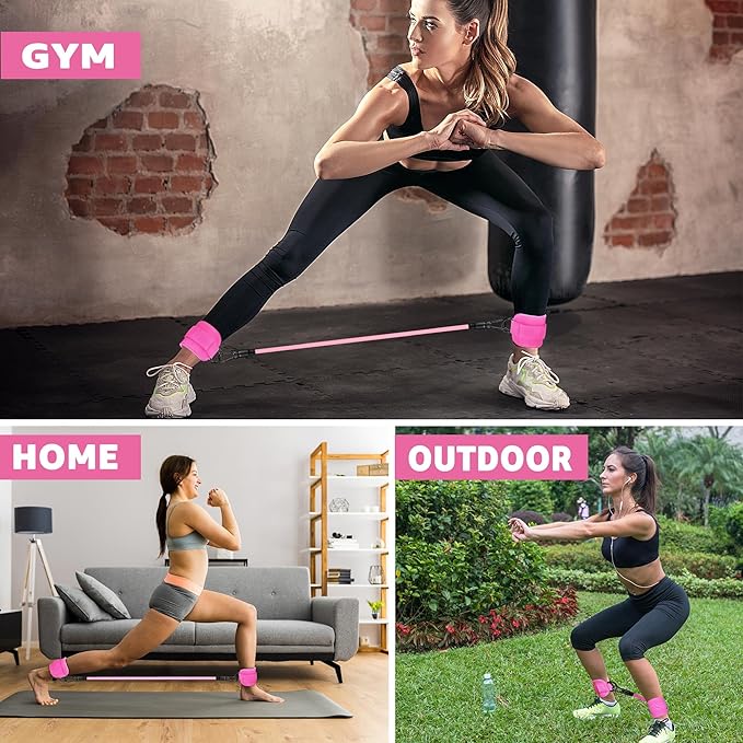 Fitness Ankle Straps for Cable Machine, Kickbacks Glute Workouts, Lower Body Exercises, Adjustable Leg Straps with Neoprene Padding Men Women