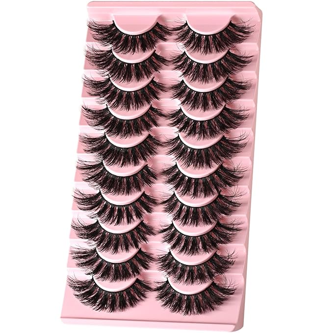 FARRED Cat Eye Lashes Fluffy False Eyelashes 10 Pairs Fake Eyelashes Natural Look Short Natural Lashes Cateye Lash Wispy Volume Eyelash Faux Mink Strip Lashes Pack for Daily Makeup (C8 | 9-17MM)