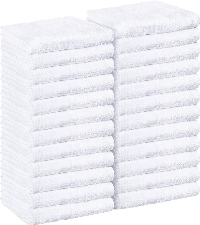 Utopia Towels, Salon Towel, Pack of 24, 16 by 27 Inches, Highly Absorbent Cotton Towels for Hand, Gym, Beauty, Spa, and Home Hair Care, White