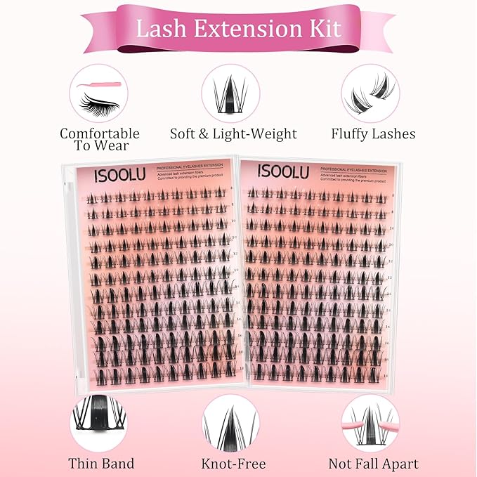 Fairy Lash Clusters Manga Individual Lashes C Curl Wispy Eyelash Clusters WideSpan Eyelash Extension Kit with Lash Bond and Seal Wet-Look Spiky Cluster Lashes (ZH03 Kit)