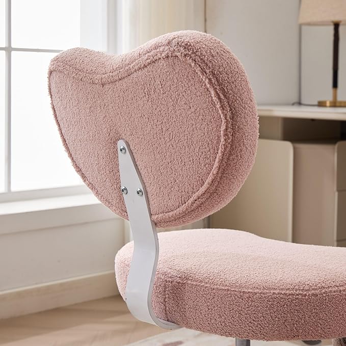 Cross-Legged Meditation Chair with Wheels, Adjustable Desk Chair for Home Office, Ergonomic Floor Seat for ADHD & Yoga, Criss Cross Chair with Lumbar Support, Memory Foam Cushion (Pink-Teddy Fabric)
