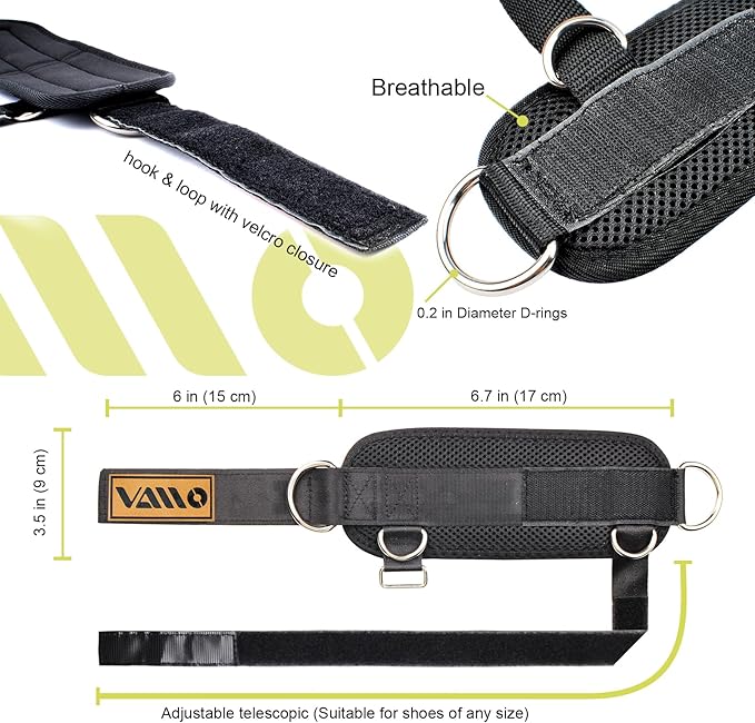 VAIIO Ankle Straps for Cable Machines,Adjustable Comfort fit Neoprene, Reinforce Double D-Ring - Premium Ankle Cuffs to Improve Abdominal Muscles, Lift The Butts, Tone The Legs for Men & Women