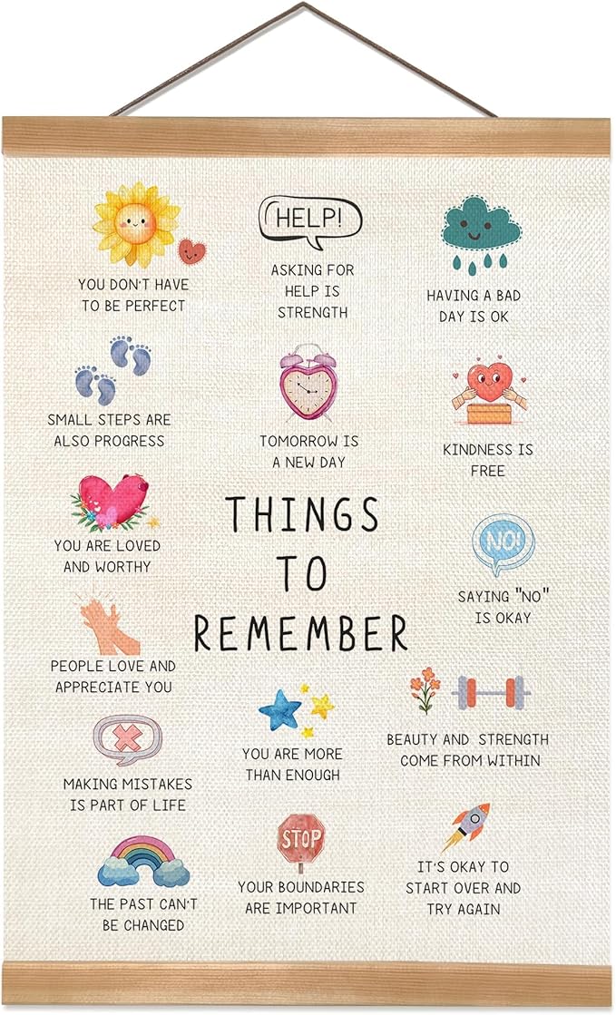 ZTGDA Therapy Office Decor Poster, Mental Health Therapy Therapist Office Decor, Things to Remember for School Counselor Therapy Counseling Poster Anxiety Relief Social Psychology (12x16inch THINGS)