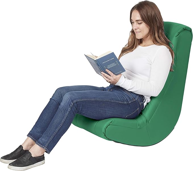 Factory Direct Partners Soft Tufted Floor Rocker - Cushioned Ground Chair for Kids Teens and Adults - Great for Reading, Gaming, Meditating, TV - Green, 10488-GN