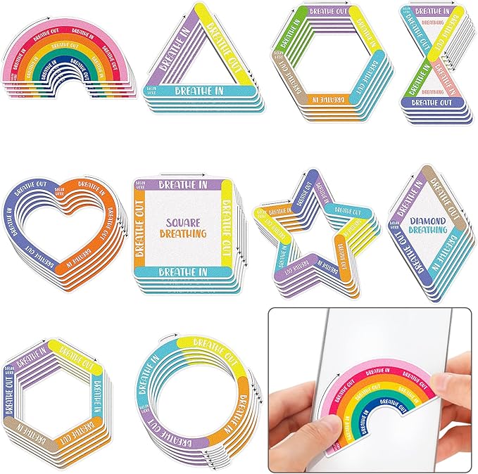 Crtiin 50 Pieces Anxiety Sensory Stickers for Anxiety Relief Items Mental Health Stickers Fidget Textured Strips for Office Classroom Desk Relieve Adult Stress(Vivid Style)