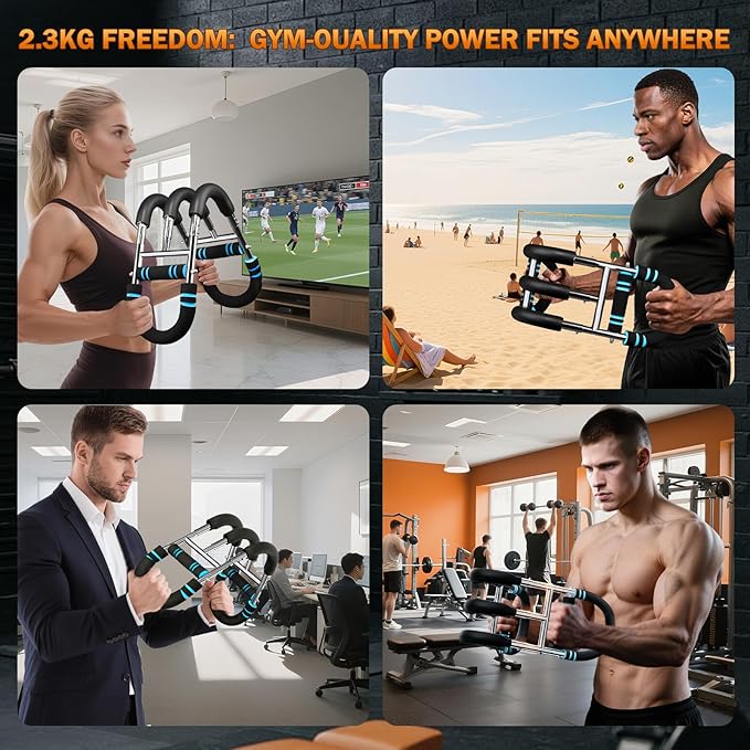 Twister Arm Trainer, Adjustable Chest Workout Equipment, Anti-Slip Grips & Double-Spring Safety, Arm Trainer for Men/Women, Portable Home Fitness Equipment