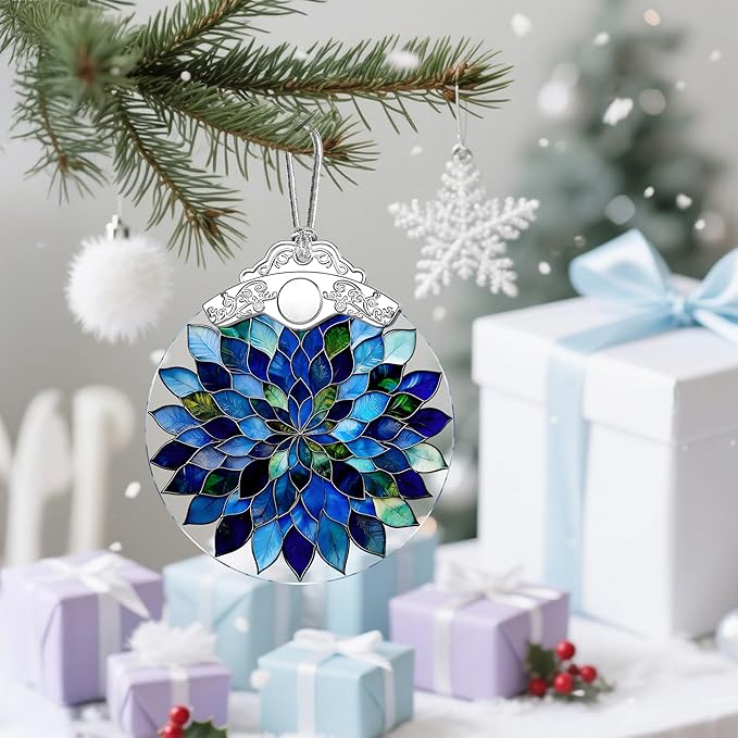 Blue Mandala Christmas Ornaments: Christmas Tree Ornaments, Holiday Decor for Nature Lover, Stocking Stuffers, Gift Ideas, Xmas Gifts & Gifts for Spiritual Seekers (Yoga/Meditation/Healing)