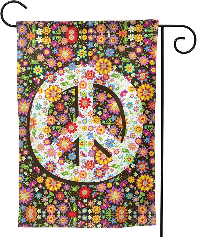 Flowers of Peace Garden Flag 12x18 In Double Sided Yard Flags Lawn Sign Decor No Flagstand