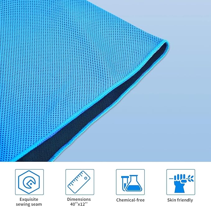 4 Packs Cooling Towels (40"x12") Microfiber Ice Towel for Neck & Face - Yoga, Golf, Sports, Gym, Workout, Camping, Fitness & Outdoor Activities