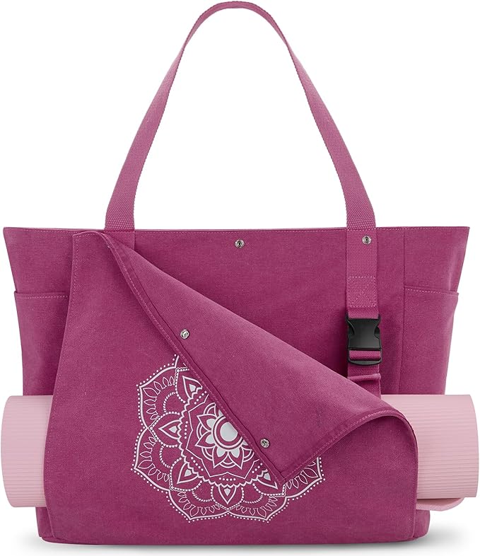Gonex Yoga Mat Bag, Yoga Gym Bag Tote Bag with Multi Pockets For Women Men, Canvas Yoga Mat Carrier Take in Out Mat Easily For Pilates Travel Workout Office