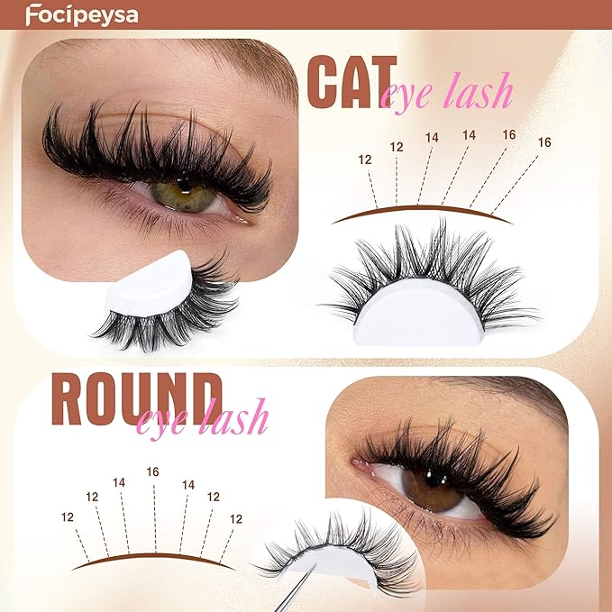 Focipeysa Wispy Lash Clusters Fairy Lashes 12-16mm Eyelashes Clusters Natural Look Lashes Extensions Salon Effect Individual Eyelash Extensions DIY Lash Extension at Home