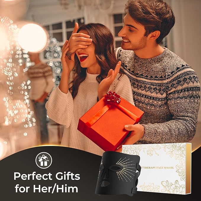 Red Light Therapy for Face-LED Face Mask Light Therapy with 3 Gears,2500mAh Battery,Remote Control,Infrared Red Light Therapy Mask for Home Working Travel Yoga Sleep