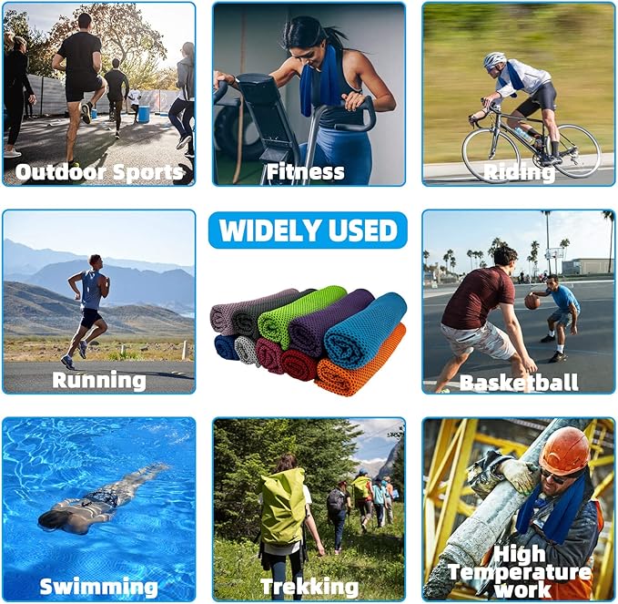 Cooling Towels, Soft Breathable Sweat Ice Towel for Sports, Yoga, Gym, Golf, Camping, Running, Fitness, Workout & More Activities