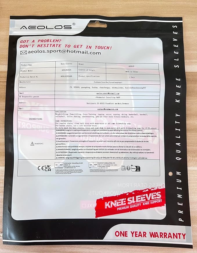 AEOLOS Knee Sleeves (1 Pair),7mm Compression Knee Braces for Heavy-Lifting,Squats,Gym and Other Sports (XX-Large, Black)