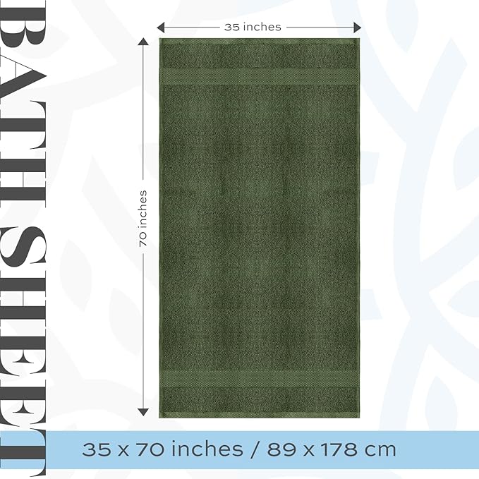 White Classic Luxury Soft Bath Sheet Towels - 650 GSM Cotton Luxury Bath Towels Extra Large 35x70 | Highly Absorbent and Quick Dry | Hotel Quality Extra Large Bath Towels Oversized, Dark Green, 2 Pack