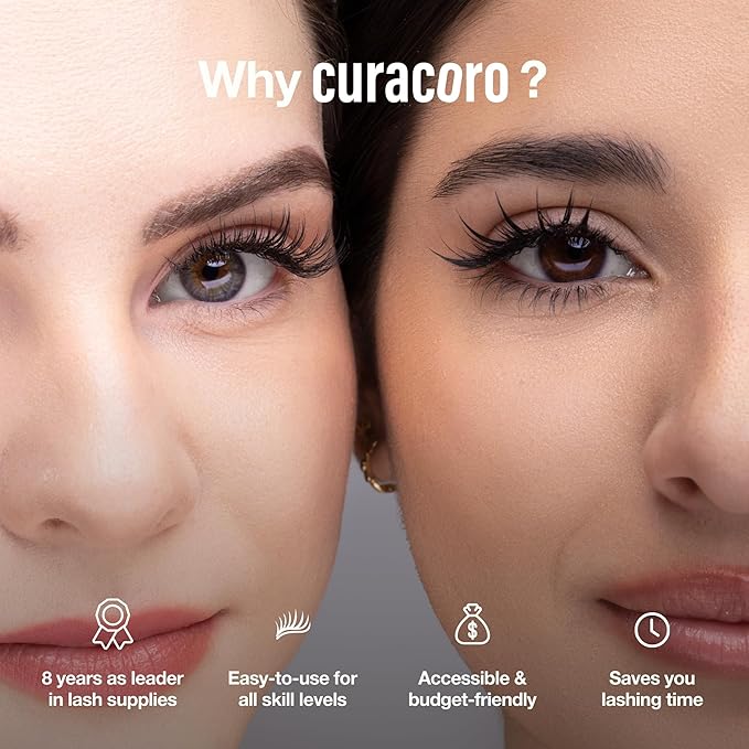 Curacoro LashFolio Narrow Promade Fans, Handmade Volume Eyelashes, 5D~10D, C CC D Curl, Thickness 0.03~0.07mm, 8-15mm Length, Professional Long-Lasting Promade Lash Fans (12D-0.03 CC, 8mm-11mm)