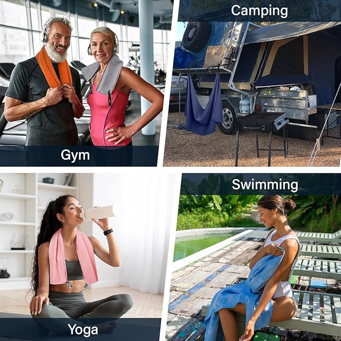 APEXUP Microfiber Travel Towel, Ultra Absorbent Quick Dry Towels, Lightweight Gym Sports Camping Towel for Workout, Yoga, Beach, Shower, Swimming (48"×24", Pale Rose)