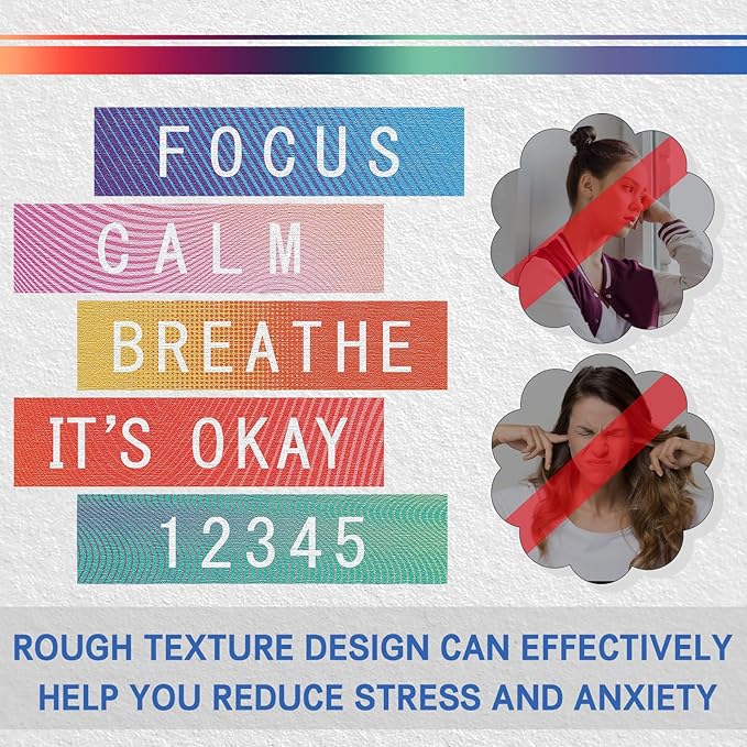 Crtiin 50 Pieces Anxiety Sensory Stickers for Anxiety Relief Items Mental Health Stickers Fidget Textured Strips for Office Classroom Desk Relieve Adult Stress(Modern Style)