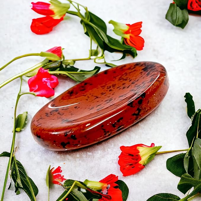 Mahogany Obsidian Worry Stones – Crystal Thumb Worry Stone for Anxiety, Stress – Relaxing and Soothing Balance Stones for Meditation, Stress Relief – Healing Stones and Crystals for Men and Women